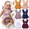 thumbnail image 3 of Newborn Baby Girl Ruffle Solid Romper Backcross Bodysuit Jumpsuit Outfit Sunsuit Baby Clothes, 3 of 5