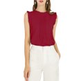 thumbnail image 1 of INSPIRE CHIC Women's Sleeveless Work Blouses Ruffled Pleated Chic Tops Burgundy S, 1 of 7