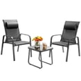 thumbnail image 2 of Costway 3PCS Patio Bistro Furniture Set Adjustable Back Stackable Chairs Grey, 2 of 10