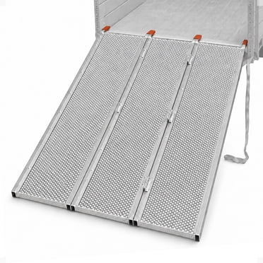 Black Widow 6’ 5” Punch Plate Aluminum Wide Folding ATV Ramp, 1,500 Pound Capacity, Silver