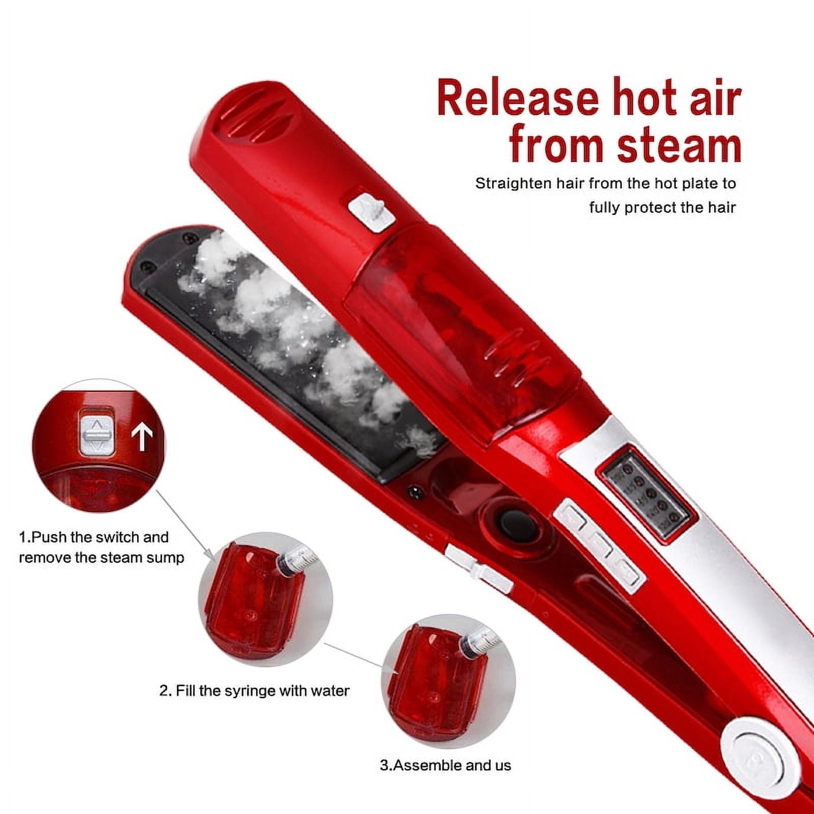Electric steam hair straightener Electric iron Tourmaline ceramic hair straightener PTC heater Styling tool