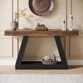 thumbnail image 4 of Tribesigns 55" Farmhouse Console Table, Wood Sofa Table with Storage for Hallway, Living Room,Brown & Black, 4 of 5