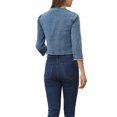 thumbnail image 3 of INSPIRE CHIC Veste Courte en Denim pour Femme à Col Rond Manches 3/4 Veste en Jean Décontractée Effilochée Bleu P, 3 of 5