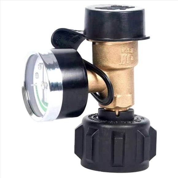2 Pack Propane Tank Gauge with Connection 5-100 LB Pressure Valve Propane Tank Pressure Test Instrument Tools,2 * Propane Tank Adapter,Black & Gold