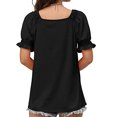 thumbnail image 2 of Womens Short Sleeve Blouses Womens Casual Solid Color Square Neck Short Sleeve Tops Blouses Women Short Sleeve Tops Women Short Sleeve Blouse Short Sleeve Tops for Women, 2 of 8