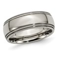 thumbnail image 1 of Bague Alliance Bord Perlé en Titane Poli 8 mm, 1 of 4