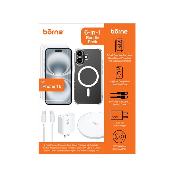 Borne 6-in-1 iPhone 16 Accessory Bundle pack for mobile phones