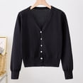 thumbnail image 2 of Timegard Cardigan for Women Lightweight Fall Cropped Solid Color Open Front Button Sweater Knit Coat, 2 of 9