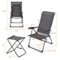 thumbnail image 2 of Costway Ensemble de 4 Chaises de Salle à Manger Pliantes pour Patio avec Ottoman, Dossier Réglable, Camping, Gris, 2 of 10