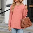 thumbnail image 5 of Timegard Womens Tops Round Neck Long Sleeve Comfy Loose Solid Color Blouse Casual Tops Basic Tee Shirts, 5 of 5