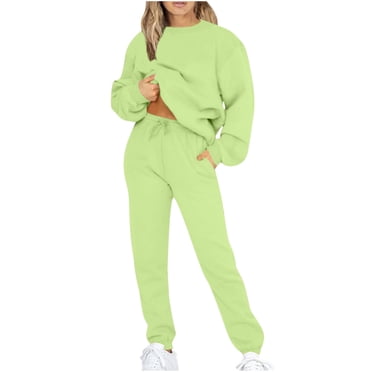 IROINNID Tracksuit For Women 2 Pieces Set Discount Casual Outfits Long Sleeve Loose Tops Skinny Round Neck Long Pants Sets Sweatshirts Suit Jogging Suit,Mint Green