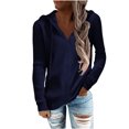 thumbnail image 1 of CEHVOM Chandail à Capuche Décontracté Rayé pour Femmes Col Ouvert Manches Longues Chandail Manches Longues Col Rabattu Haut/chemise Manches Longues à Capuche Liquidation, 1 of 8