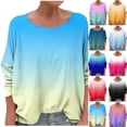 thumbnail image 1 of WRKEKC T-Shirts à Manches Longues pour Femmes, Chemises à Manches Longues pour Femmes, T-shirt Tendance Confortable à Manches Longues à Col Rond Dégradé Imprimé pour Femmes Grande Taille, 1 of 6