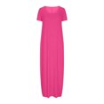 thumbnail image 3 of Timegard Robes pour Femmes Col Rond Manches Courtes Longue Robe Vacances Plage Décontractée Ample Robe Maxi, 3 of 5