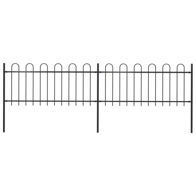vidaXL Garden Fence with Hoop Top Steel 3.4x0.8 m Black