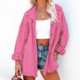 thumbnail image 2 of IROINID Manteau Blouson Mi-Long pour Femme, Col à Revers, Couleur Unie, Manches Longues, Coupe Ample, Veste à Revers pour Dames, Manteau avec Poches, Vêtement d'Extérieur, Rose, 2 of 9