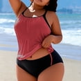 thumbnail image 2 of FAVIPT Womens Tummy Control Tankini Swimsuits 2 Piece Ruched Drawstring Bathing Suit Tropical Beach Swimwear Watermelon Red,XL, 2 of 5
