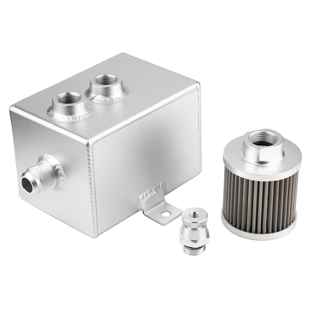 Aluminum Oil Tank,Car Modified Universal Aluminum Oil Can Breather Oil Catch Can Breather Multi-Functional