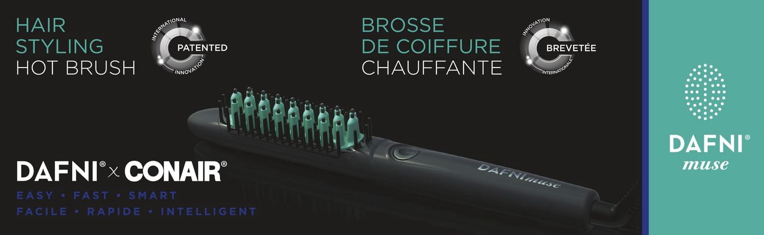 Dafni Muse X Conair Anti-static Hair Styling Hot Brush, Ceramic Bristles , Black/Green, 1 Pc