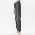 thumbnail image 4 of Birdeem Man and Linen Solid Color Drawstring Pockets Binding Leg Trousers, 4 of 4