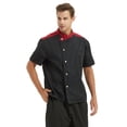 thumbnail image 2 of TopTie Unisex Short Sleeve Cooking Chef Coat Jacket with Adjustable Hat-Black Snap-M, 2 of 5