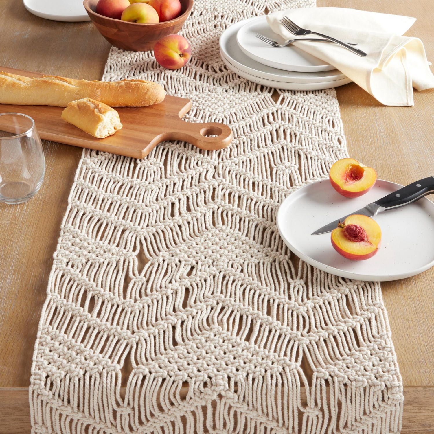 Better Homes & Garden Tapis de passage en macramé Naturel 35,56 L x 228,6 L