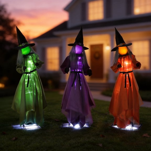 Halloween S/3 Motion Activated Animated Talking Witches, 68‑Inch Tall Scary Swinging Figurine