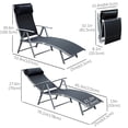 thumbnail image 3 of Outsunny Chaise Longue Inclinable Pliante Robuste et Réglable pour l'Extérieur, Chaise Longue de Patio, Jardin, Plage, à Gravité avec Oreiller, 7 Positions de Dossier Réglables, Noir, 3 of 10