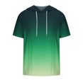 thumbnail image 3 of Besolor Mens Casual Hooded Tops Gradient Drawstring Short Sleeve Shirts Sports ness Pullover Summer Blouse, 3 of 4