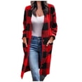 thumbnail image 2 of Cropped Cardigans for Women Fashion Button Plush Tops Plaid Print Loose Cardigan With Pocket Coat Jacket on Clearance, 2 of 5