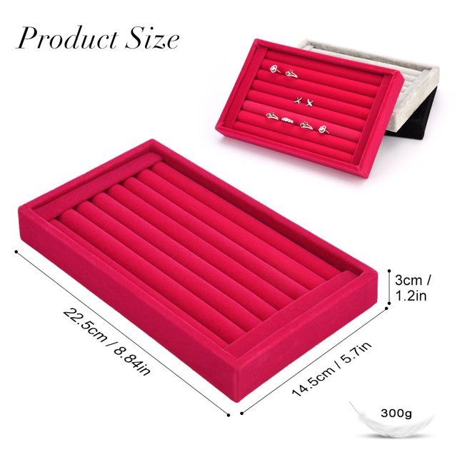 Velvet Jewelry Box 7 Slots, Earring Studs Tray Showcase Earrings Display Jewelry Organizer Display Box Cufflinks Storage Tray Case Holder Organizer