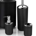 thumbnail image 1 of <p>Trash Can Lotion Dispenser Set, Trash Can Toothbrush Holder Set Anti-Scratch Black Toilet Brush  For Home</p>, 1 of 7