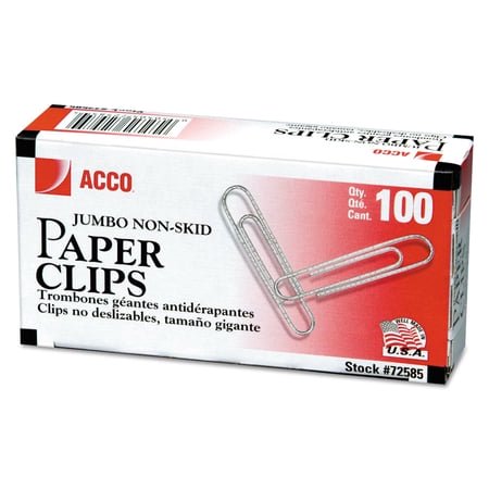 ACCO 72585 Paper Clips 2-Inch Size Jumbo.041 Gauge 1000/PK SR