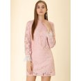 thumbnail image 2 of INSPIRE CHIC Robe Courte Décontractée pour Femme à Imprimé Floral, en Dentelle, à Volants, Col Ras du Cou, 2 of 6