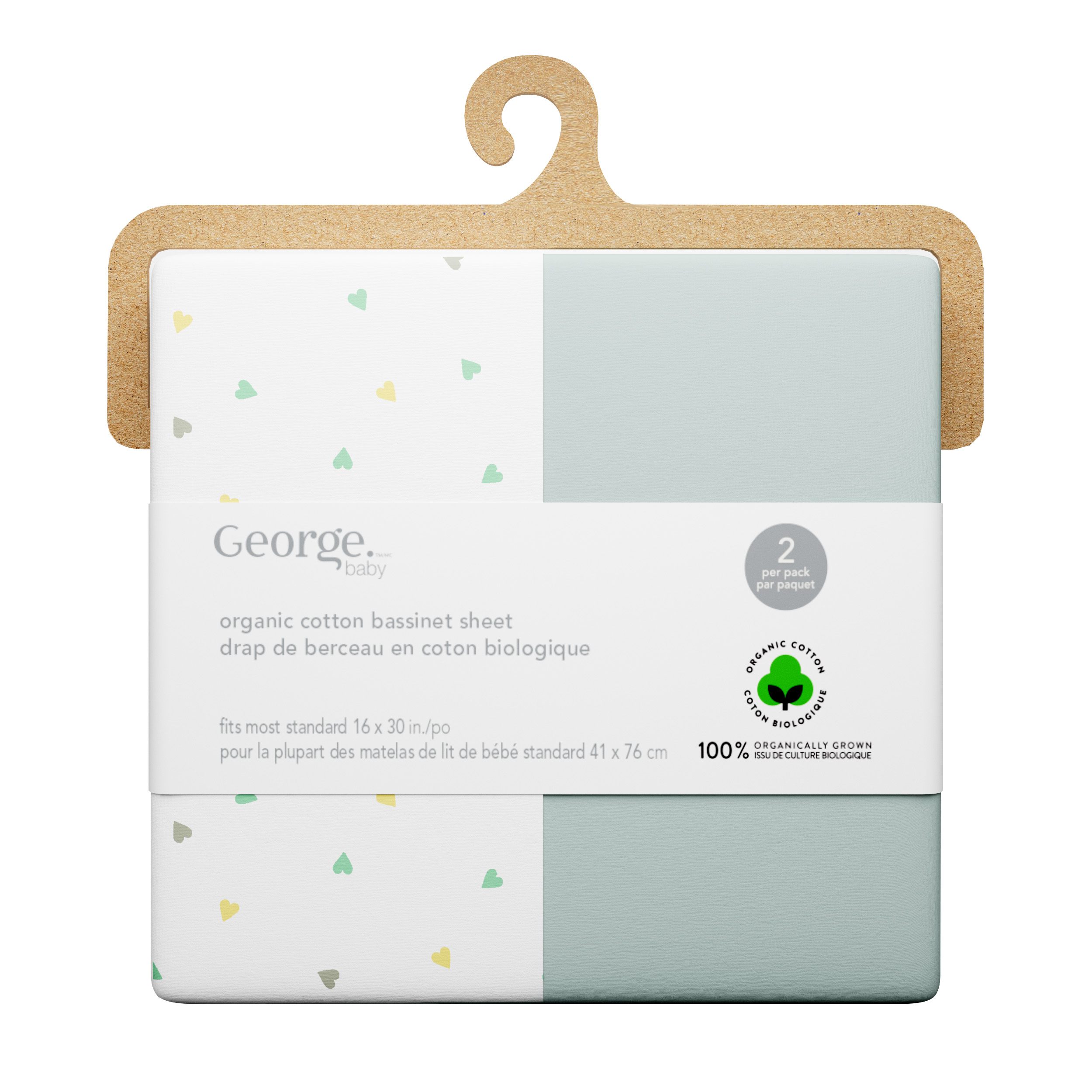 Draps pour berceau en coton biologique George Baby (2 pièces)