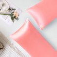 thumbnail image 3 of PiccoCasa Satin Body Pillowcases 2 Pcs Soft with Zipper Closure Light Coral 20"x48", 3 of 7
