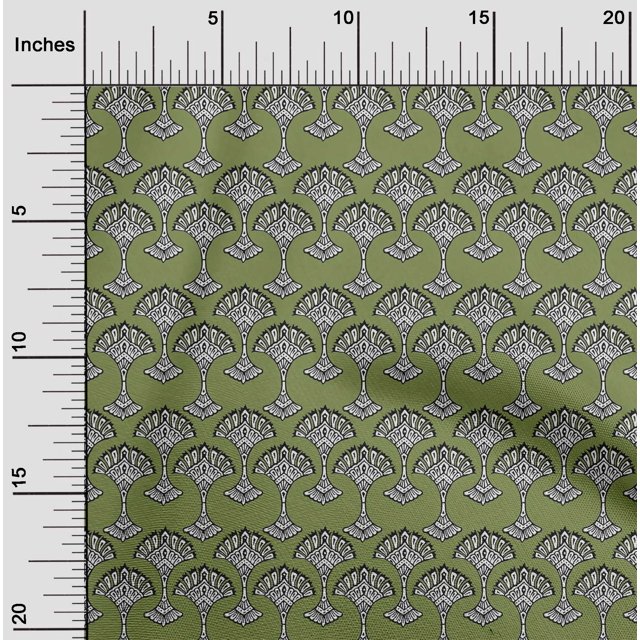 oneOone Georgette Viscose Fabric Floral Block Printed Fabric 1 Yard 42 Inch Wide