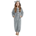 thumbnail image 1 of Pyjama d'Hiver pour Filles Combinaison à Capuche à Manches Longues pour Filles Pyjama Uni pour Chaleur Hivernale Décontractée Combinaison à Manches Longues, 1 of 6