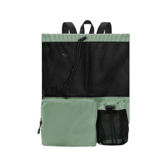 Sac à Dos de Natation à Cordon en Maille Verte, Compartiment Humide et Sec, Équipement de Plage et de Gym, Tissu Oxford, Léger et Durable, Ton Vert #r2646