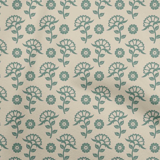 oneOone Polyester Spandex Light Brown Fabric Asian Floral Block Craft Projects Decor Fabric Printed By The Yard 56 Inch Wide