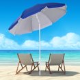 thumbnail image 2 of Outsunny 6.7ft Beach Umbrella with Push Button Tilt and Carry Bag, Blue, 2 of 10