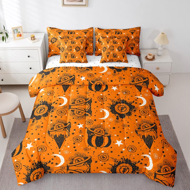 YST Halloween Party Decorations Comforter Set, 7-Piece, Cartoon Trick Or Treat, King Size