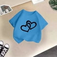 thumbnail image 5 of PMVFHDE T-Shirts Fille T-Shirt Enfant Filles Mignon Graphique Col Rond Manches Courtes Tee Été Décontracté T-Shirt Bleu Ciel, 1-2 Ans, 5 of 5