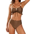 thumbnail image 1 of FhsagQ Swimsuit Sets for Women Plus Size White Solid Color Beaded Rope Two Piece Swimsuit Woman Red Swimsuit Sets for Women Crotchless Swimsuit Sets for Women Set with Stockings Brown XL, 1 of 8