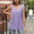 thumbnail image 2 of Dealovy Womens Eyelet Tank Tosps Summer Loose Square Neck Sleeveless Loose Beach Flowy Tunic Tops, 2 of 7