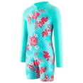 thumbnail image 4 of PMVFHDE Girls Long Sleeve Rash Guard Swimsuit with Floral Print - UPF 50+ Sun Protection Swimwear, Quick-Dry Front Zip Closure One-Piece Bathing Suits for Toddler Kids Light Blue,5-6 Years, 4 of 7