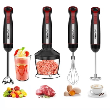 LINKChef Immersion Blender, 20-Speed 1000W 5-in-1 Immersion Hand Blender, Stick Blender with Turbo Mode, Baby Food Processor with Chopper, Blender for Kitchen with 600ml Beaker (Black)
