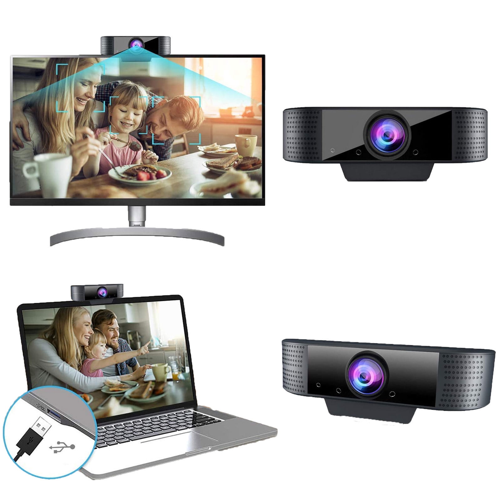 EGNMCR Webcam Webcam with Microphone 1080P Full HD Plug Play USB Web Camera Streaming the Webcam