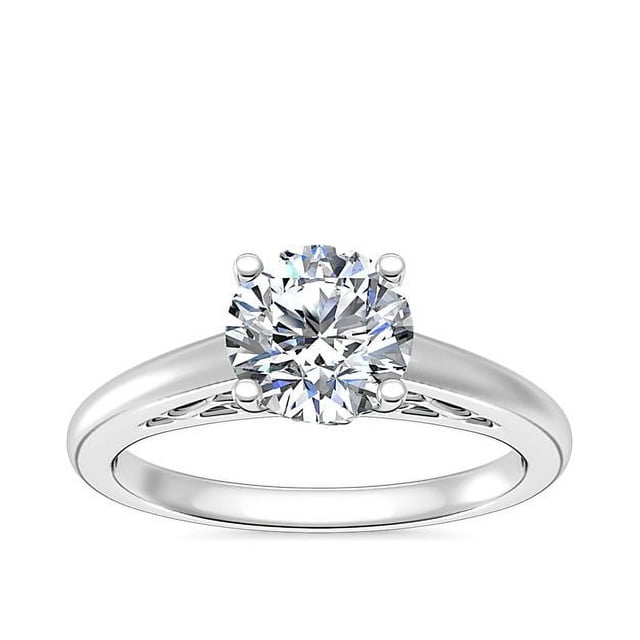 1.00 Carat Excellent Round Cut Real Diamond New Design Solitaire Ring for Wedding Solid 18K White Gold Size 11