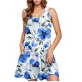 thumbnail image 5 of Liquidation à Moins de 10 $ Cagogo Robe d'Été Midi à Bretelles pour Femmes Sans Manches Col Rond Décontractée Ample avec Poches Robe pour l'Église et la Remise des Diplômes Fluide Évasée à Imprimé Floral Tendance Robe de Cocktail pour les Vacances, 5 of 5